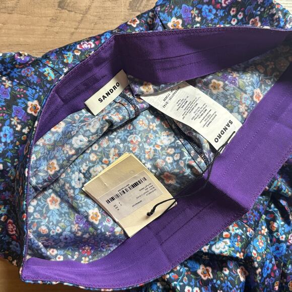 Sandro Paris Floral Satin Flared Trousers Size FR 40 (US 8) - Picture 11 of 14